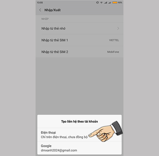 Chọn bộ nhớ điện thoại